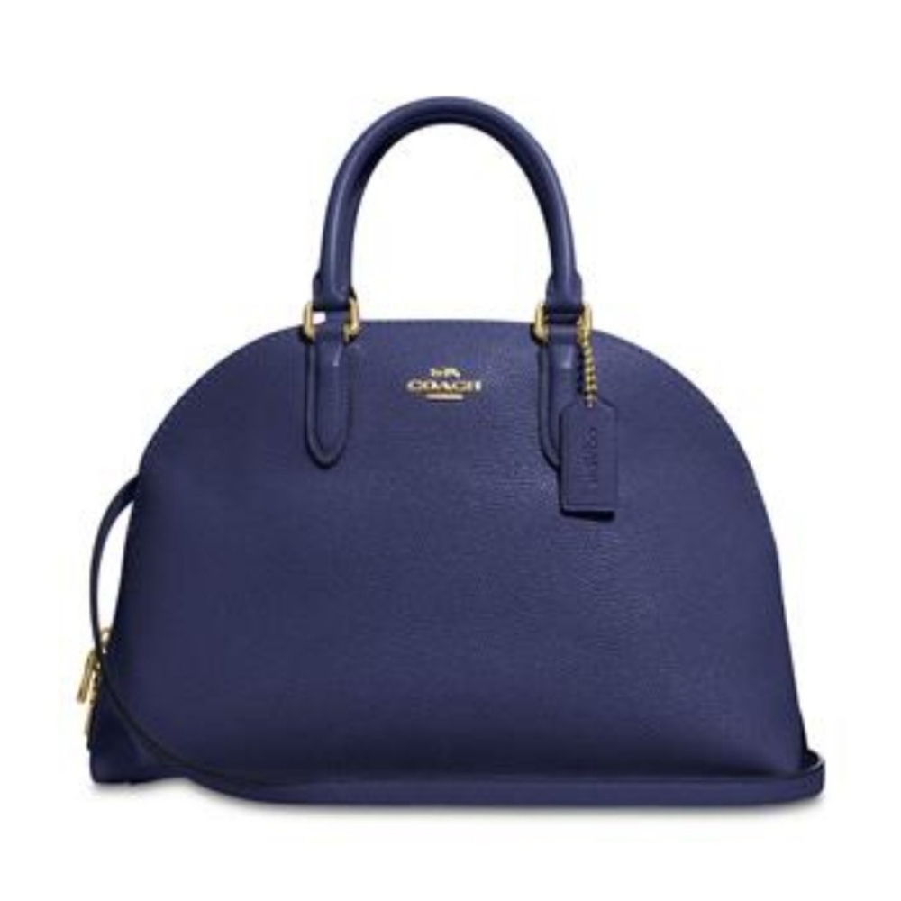 Coach Navy Blue Dome Satchel with Gold Hardware